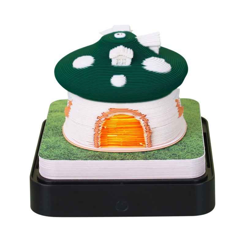 2024 Time Piece Mushroom Calendar Memo Pad with LED Lights Green