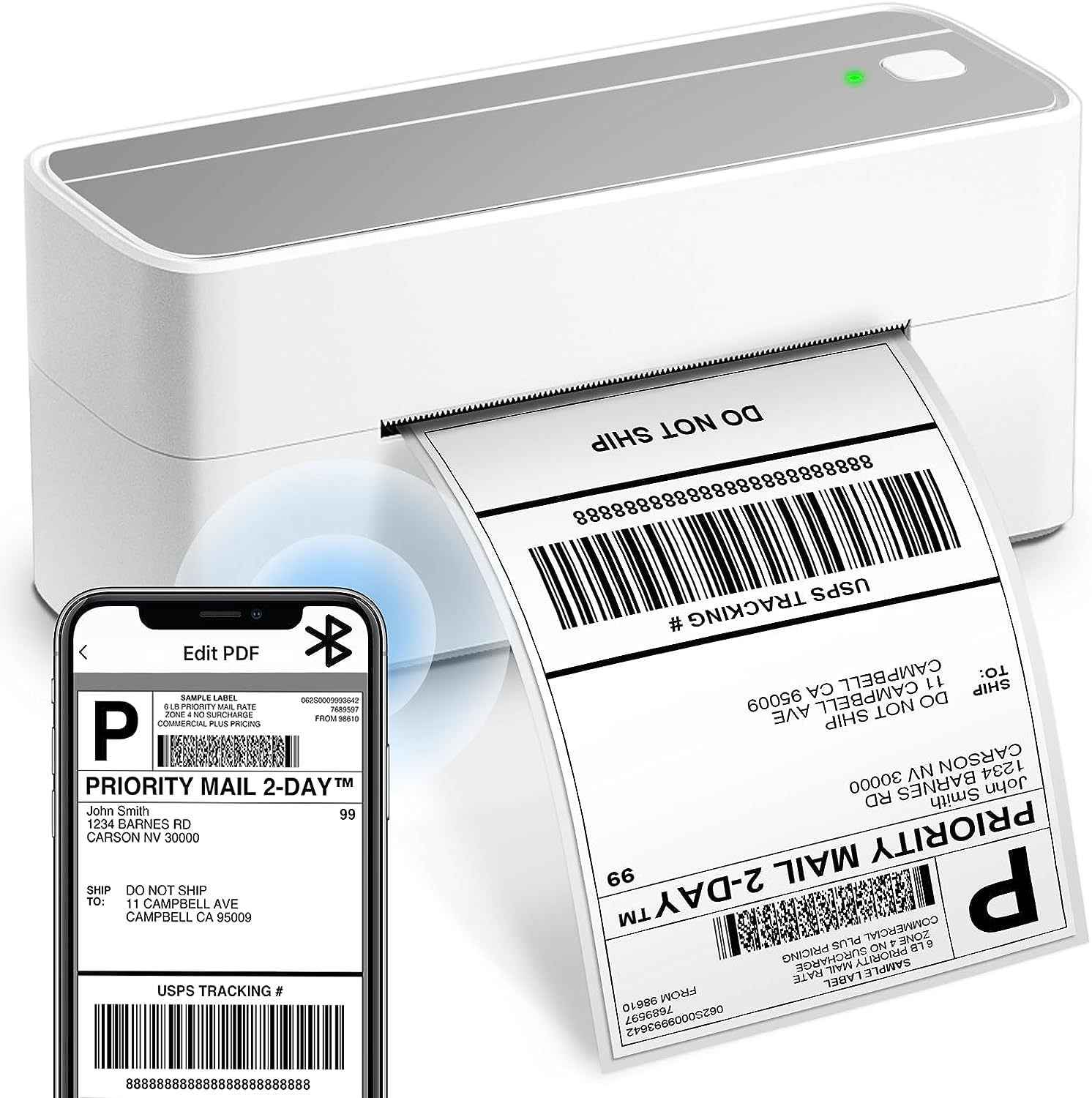 Phomemo 241BT Bluetooth Thermal Label Shipping Printer 4x6 Silver