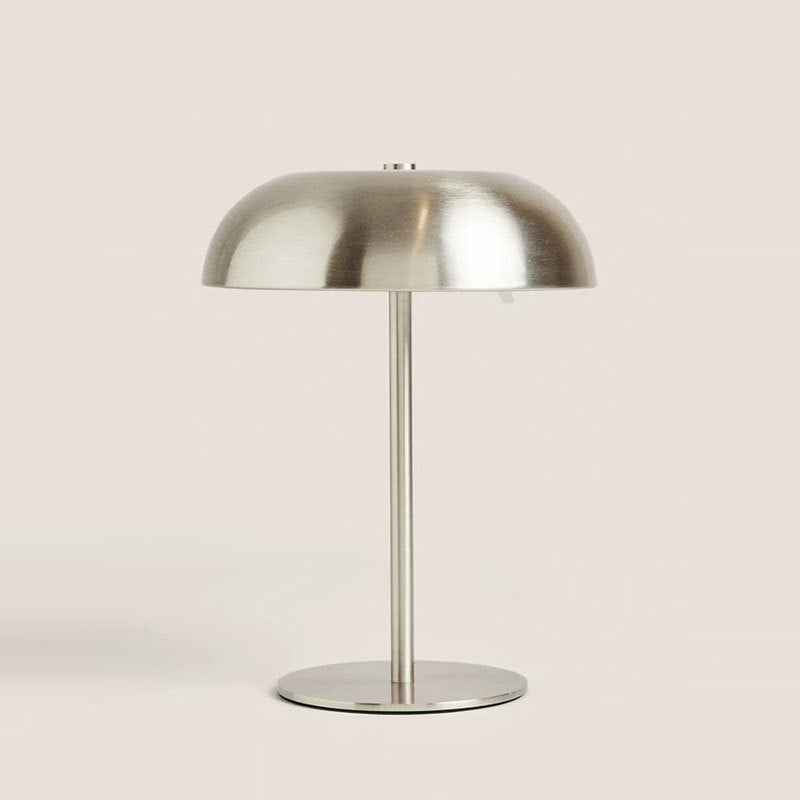 Metal Mushroom Lamp - Rechargeable LED Night Light Silver