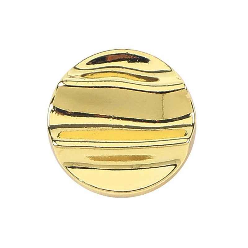 Gold crinkle wave metal shank buttons, front view