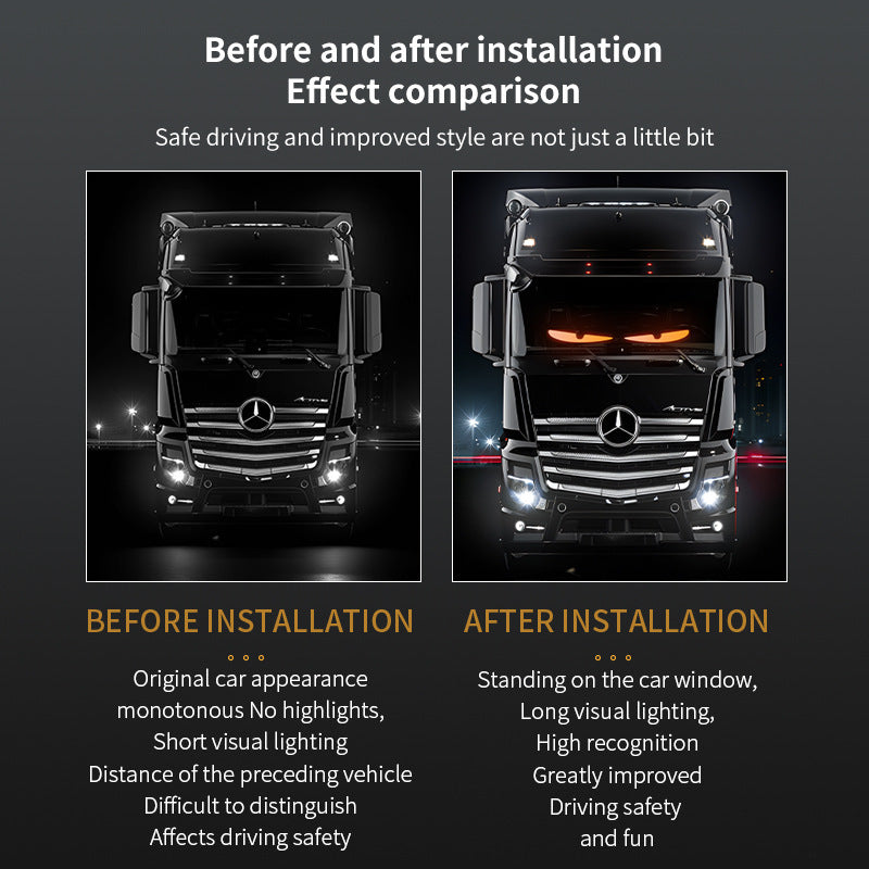 Demon Eye LED Flexible Screen Car Interior Light – Truck Window Decor Lamp with Remote | 2-Pack 16.5cm Wide | 60/70/80cm Length Options