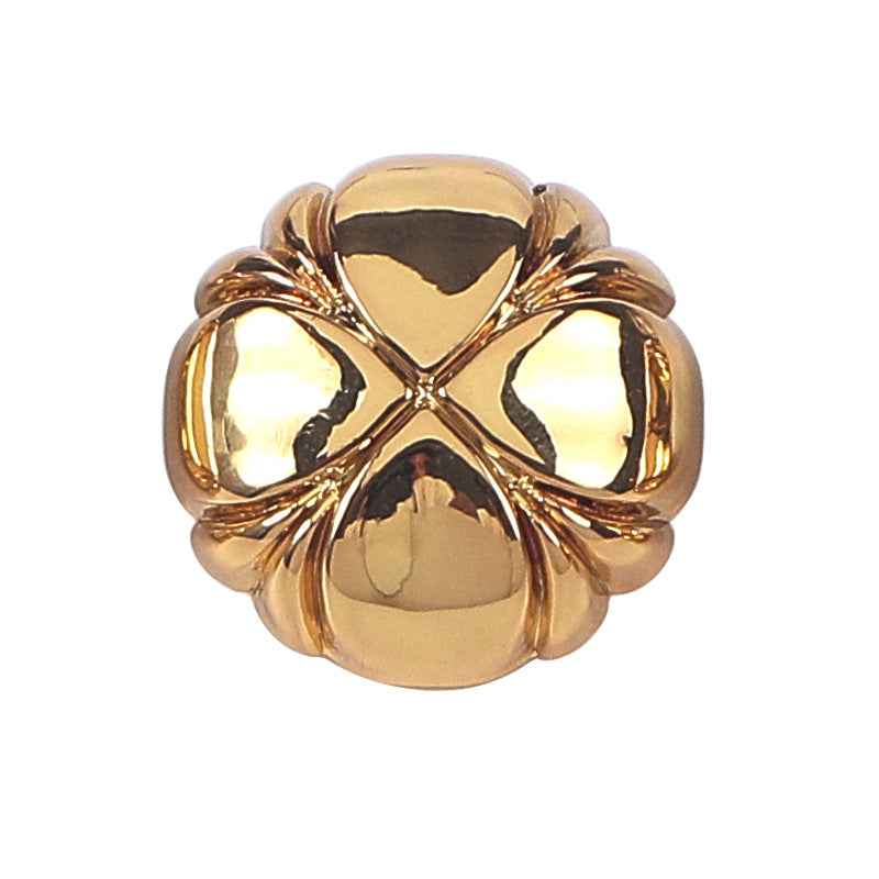 Goldfarbener gewölbter Clover-Metallknopf mit Schaft, Detailansicht