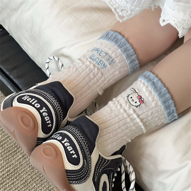 Hello Kitty Embroidered Colour-Block Crew Socks 4-Pack