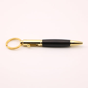 Bolt Action Keychain Wood & Metal Ballpoint Pen Gold Black
