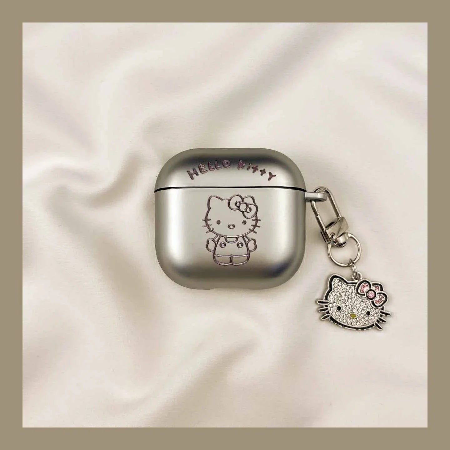 Premium Silver Electroplated Hello Kitty Apple AirPods Case B