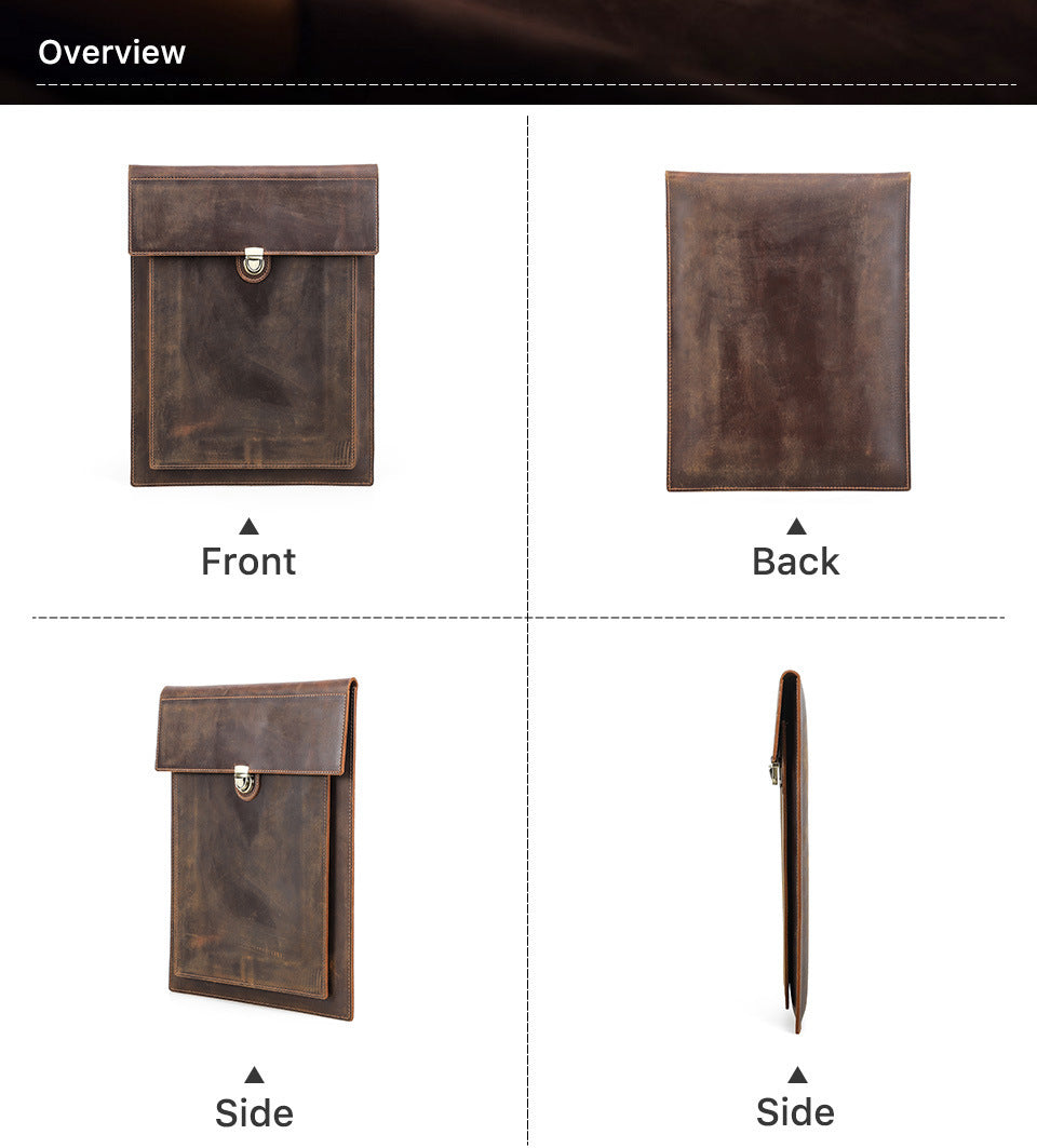 Genuine Leather Laptop Sleeve 13.3" with Clasp Closure