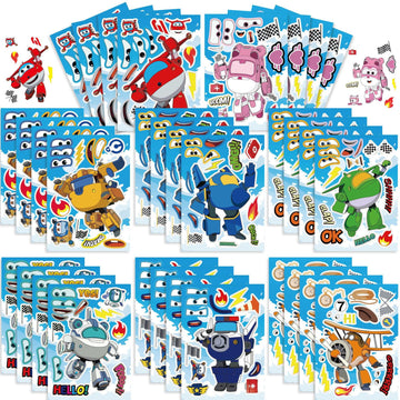 Make a Face Anime Super Wings Stickers for Kids 24 Sheets