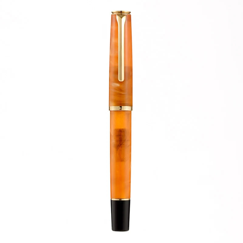 Hongdian N12 Piston Fountain Pen Fine Soft Nib Acrylic Design Orange