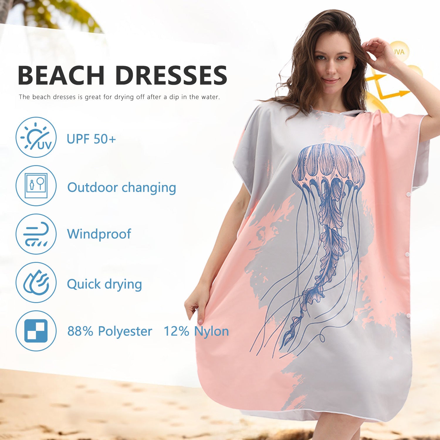 Women's Quick-Dry Wearable Beach Towel Poncho – 80 x 135cm
