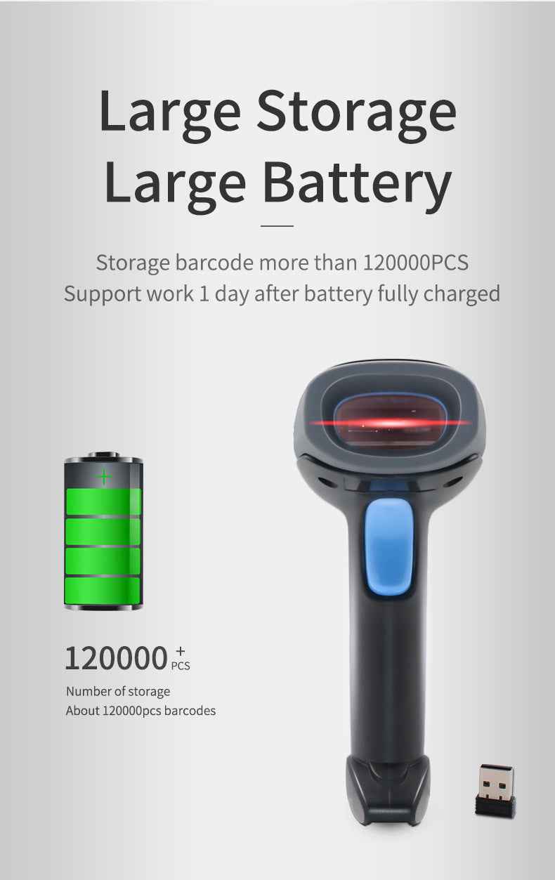 Wireless & USB Wired 1D 2D QR Handheld Barcode Scanner