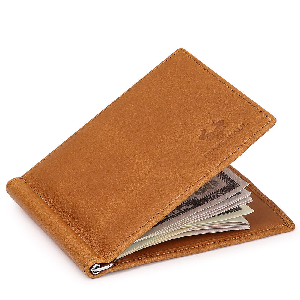 Men's Slim Genuine Leather Wallet Light Brown