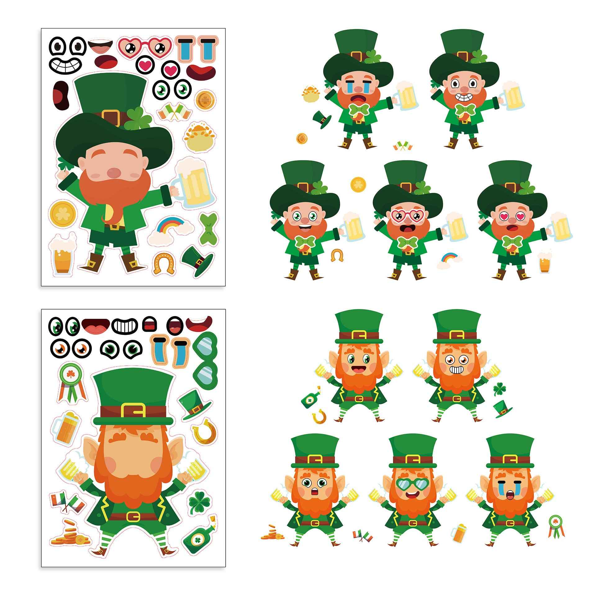 24 Sheets St Patricks Day Stickers for Kids Cards Crafts