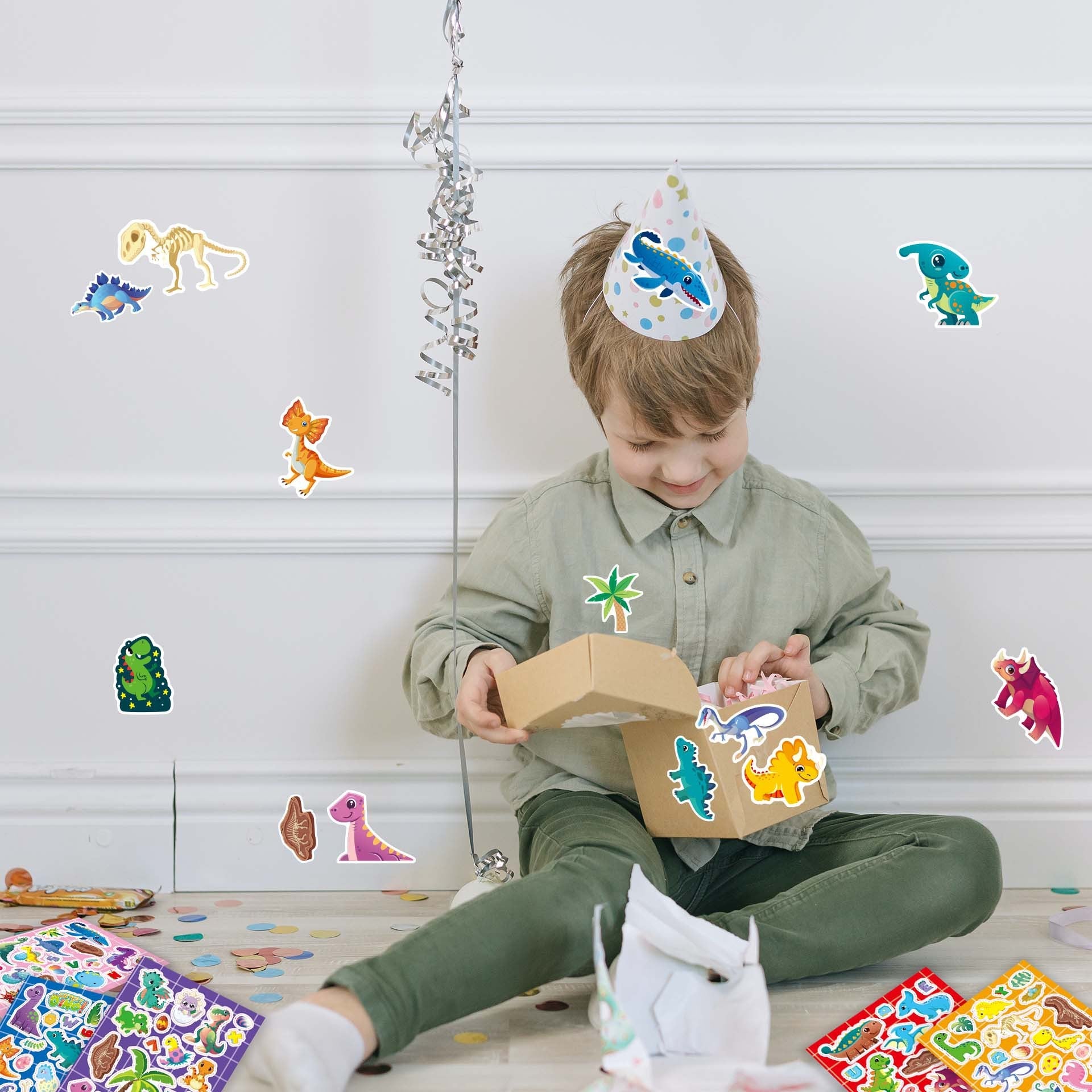 Make a Face Cartoon Wild Dinos Stickers for Kids 32 Sheets