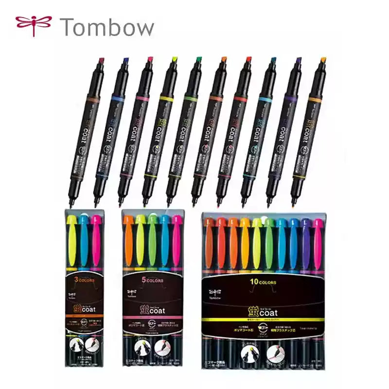 Tombow COAT Dual-Tip Highlighter Set – WA-TC Quick-Dry Marker Pens for Students