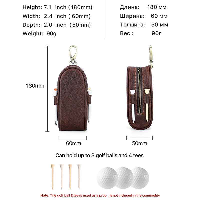 Contacts Family Golf Ball Holder – Leather Ball Protectors Pouch