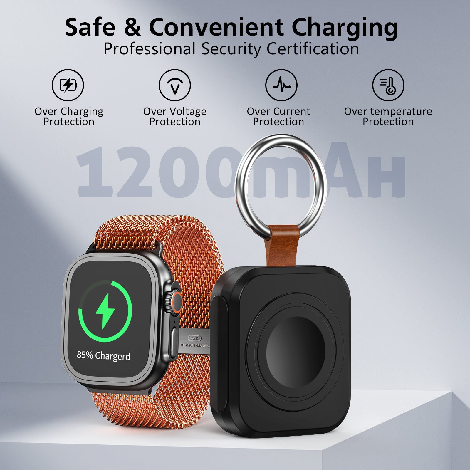 Portable Apple Watch Magnetic Wireless Charger with Keyring