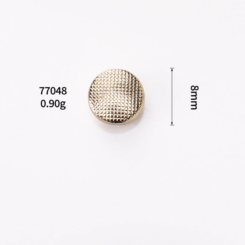 Gold 8mm flat round metal shank button with dotted pattern