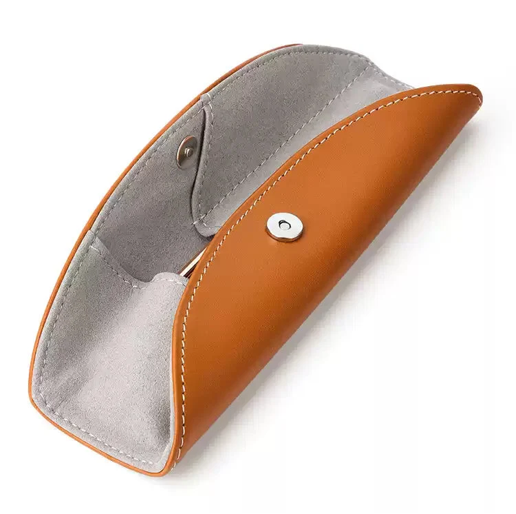 GNASEET Genuine Leather Pen Case – Japanese Minimalist Fountain Pen Pouch | 164x40x28mm | Blue / Black / Orange