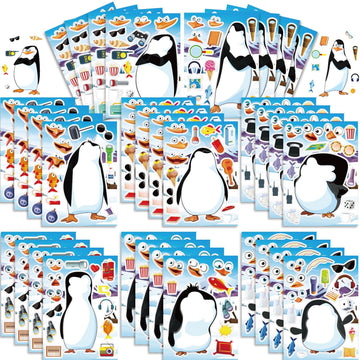 Make a Face Cartoon Penguin DIY Stickers for Kids 24 Sheets