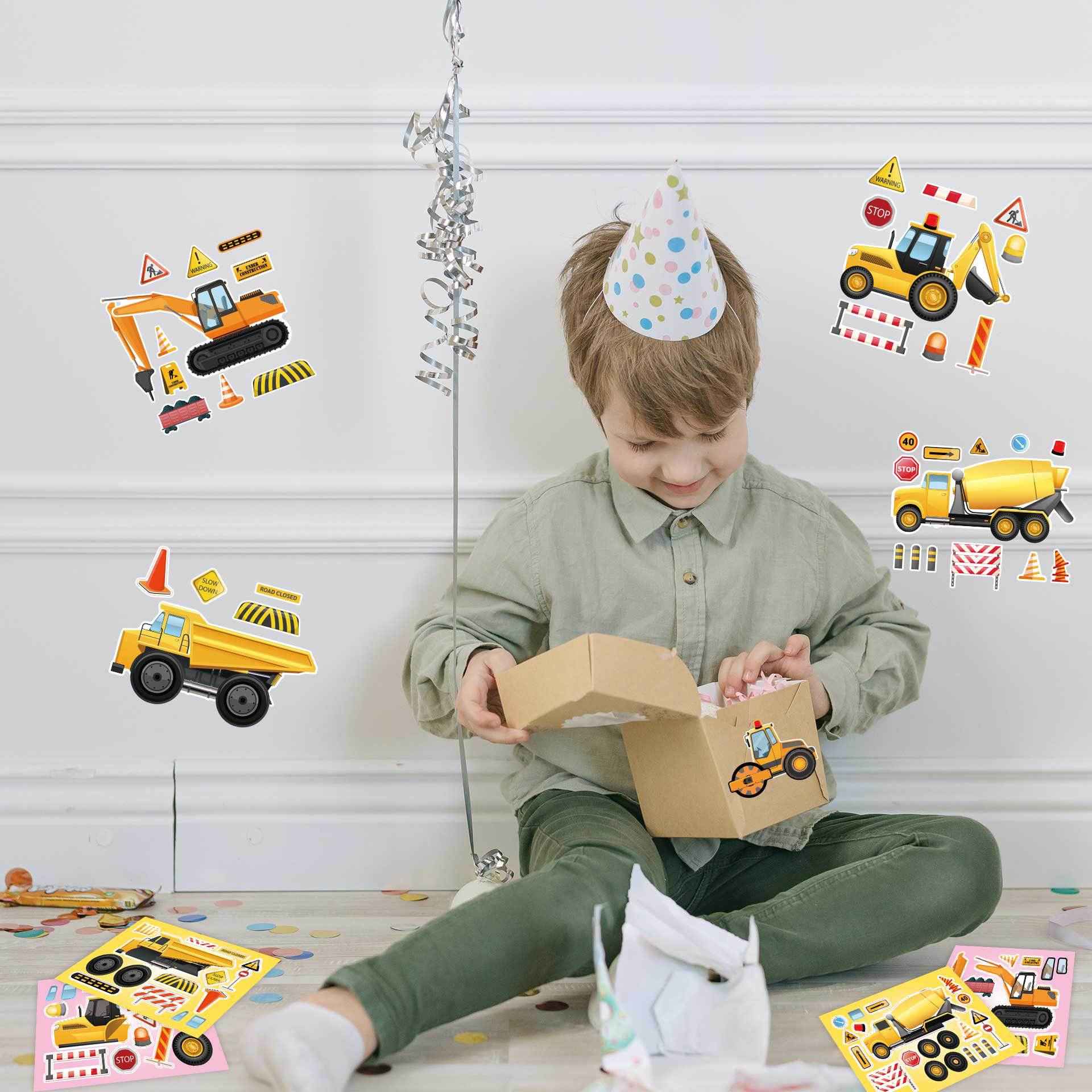 32 Sheets Engineering Vehicles Make Your Own Stickers for Kids