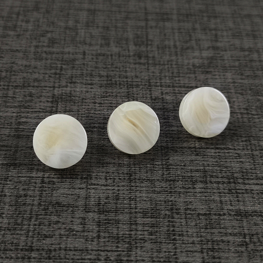Faux agate resin shank buttons, off-white round