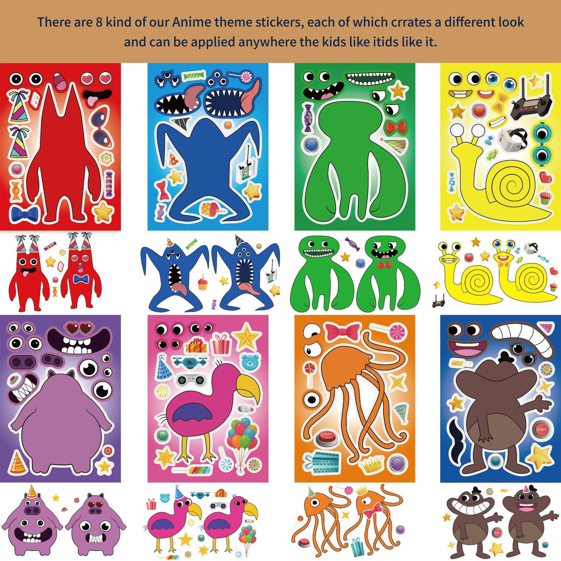 Make a Face Garten of Banban Stickers for Kids 24 Sheets