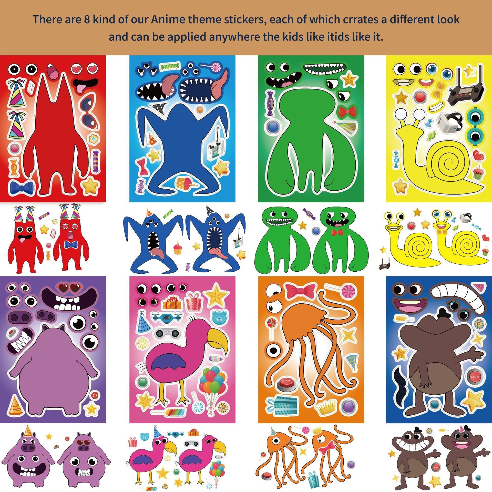 Make a Face Garten of Banban Stickers for Kids 24 Sheets