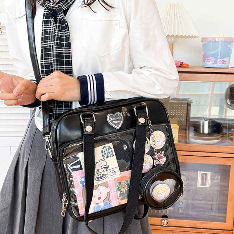 Kawaii Ita JK Lolita Crossbody Shoulder Bag with Small Pouch Black
