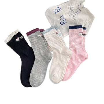 Hello Kitty Embroidered Colour-Block Crew Socks 4-Pack