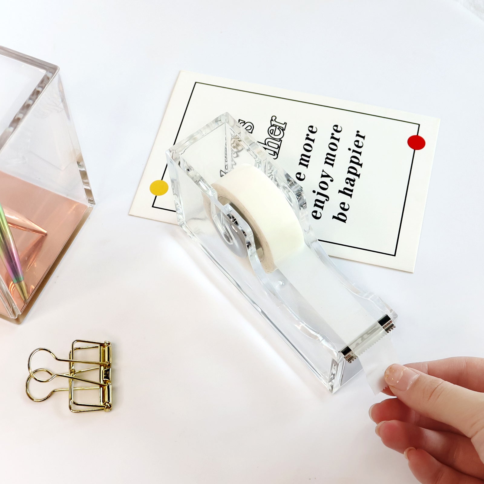 Office Transparent Acrylic Tape Dispenser