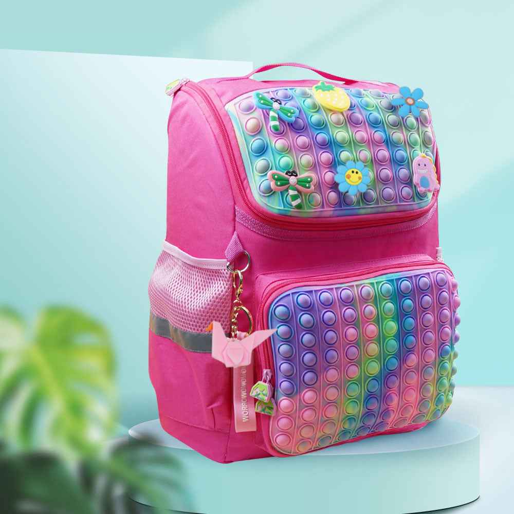 Last Mouse Lost Double Shoulder Backpack Silicone Bubble School Bag Rose