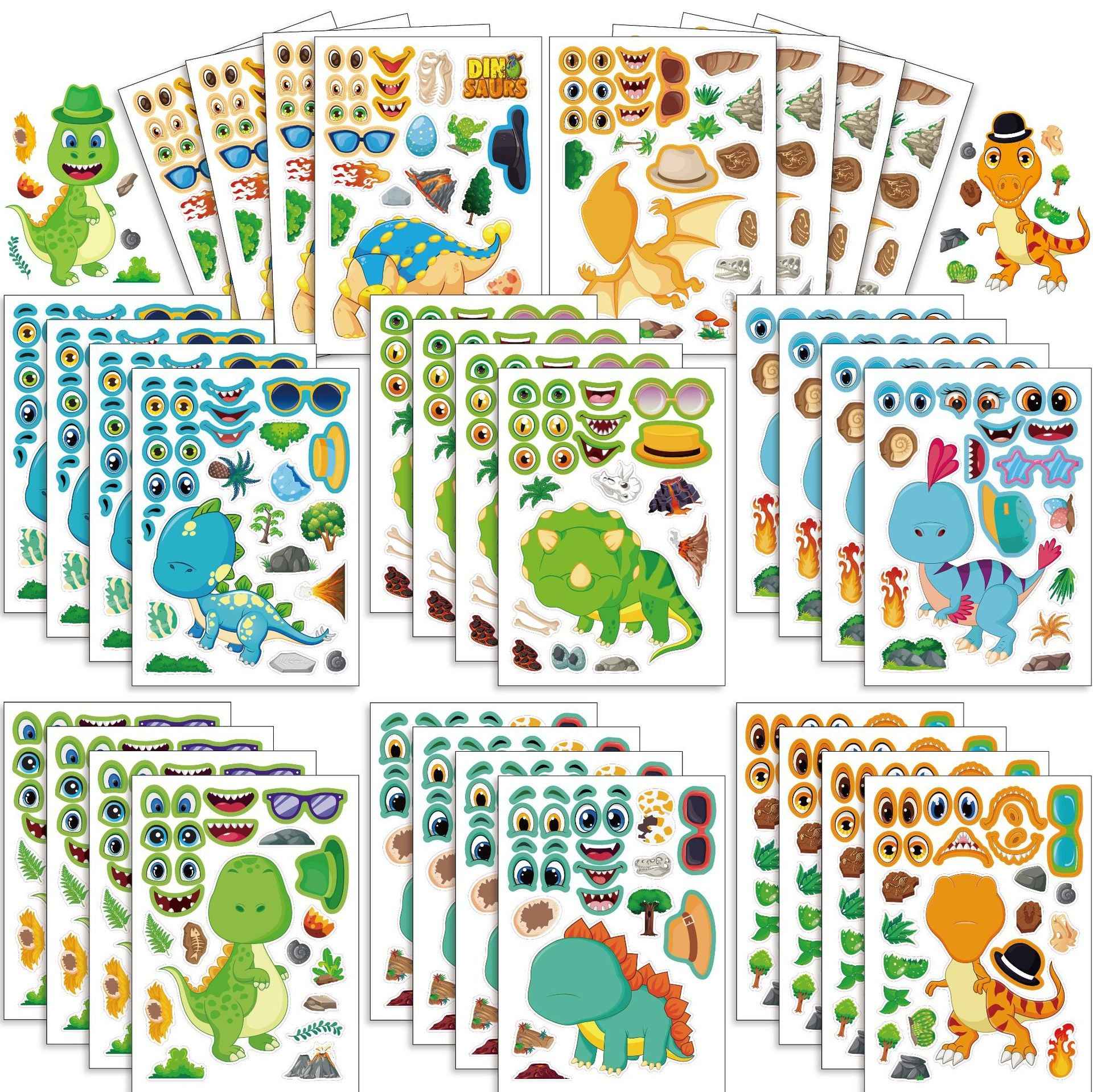 Make a Face Tyrannosaurus Rex Stickers for Kids 32 Sheets