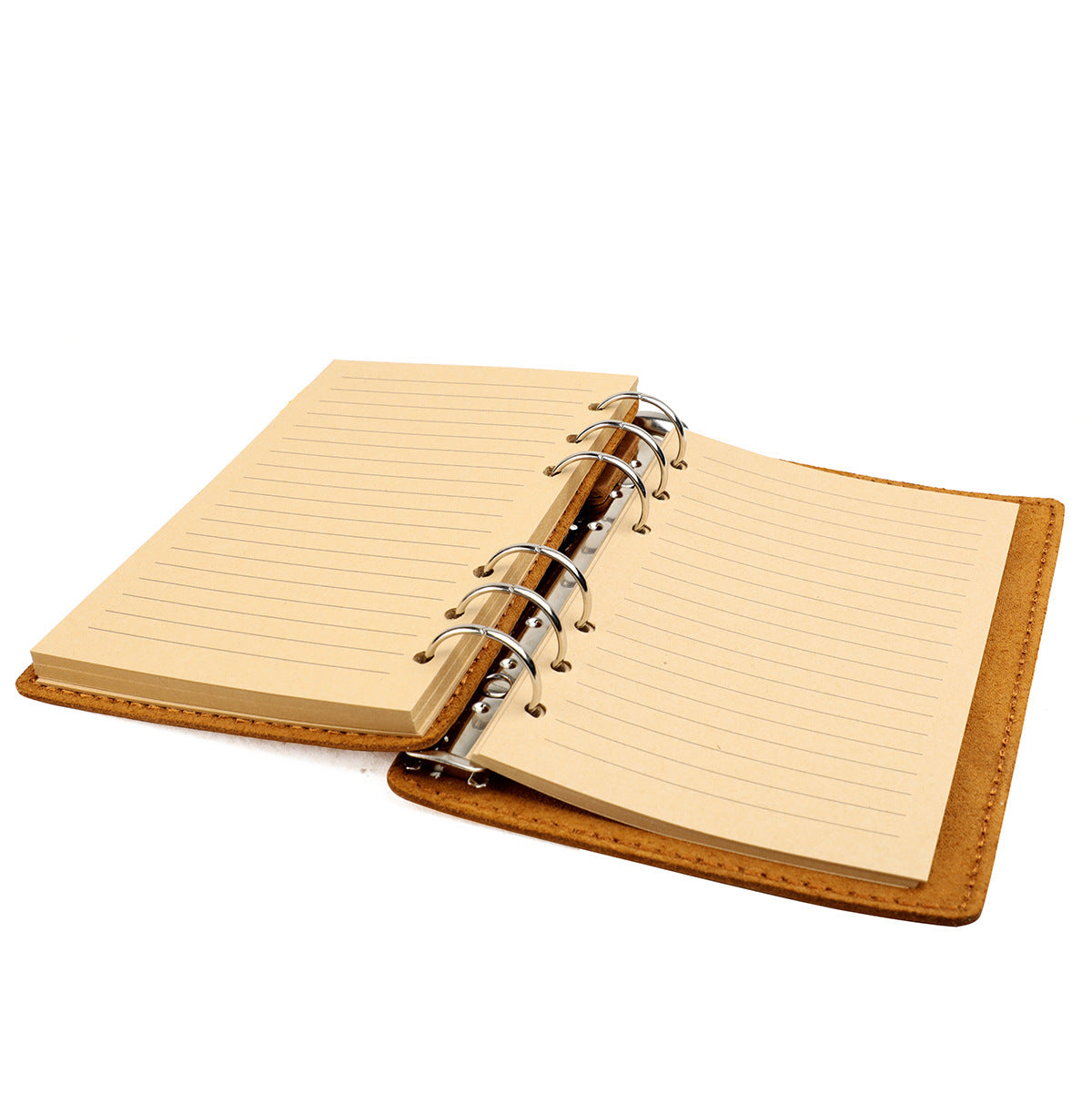 A6 Vintage Genuine Leather 6-Ring Binder Notebook with Pen Loop