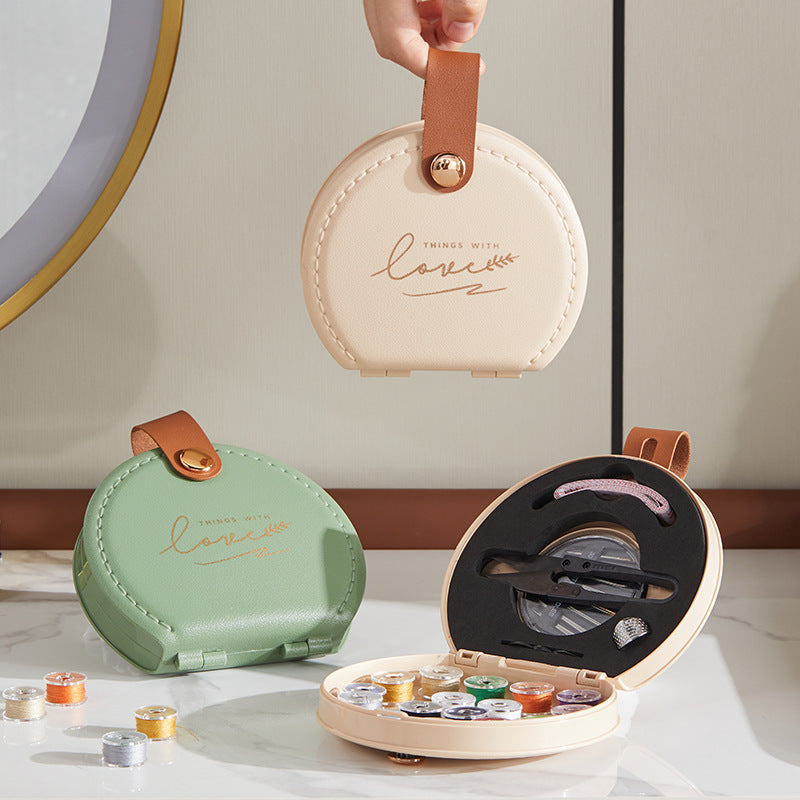 Portable Sewing Kit Box | 16-Thread Travel Sewing Set with Needles, Scissors & Thimble