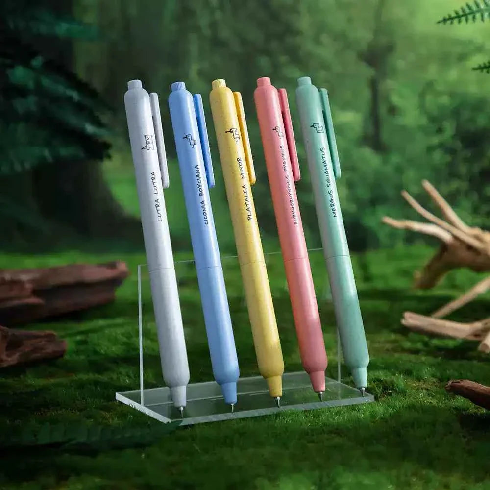M&G Endangered Animals Click Neutral Gel Pens 0.5mm 5 Pack