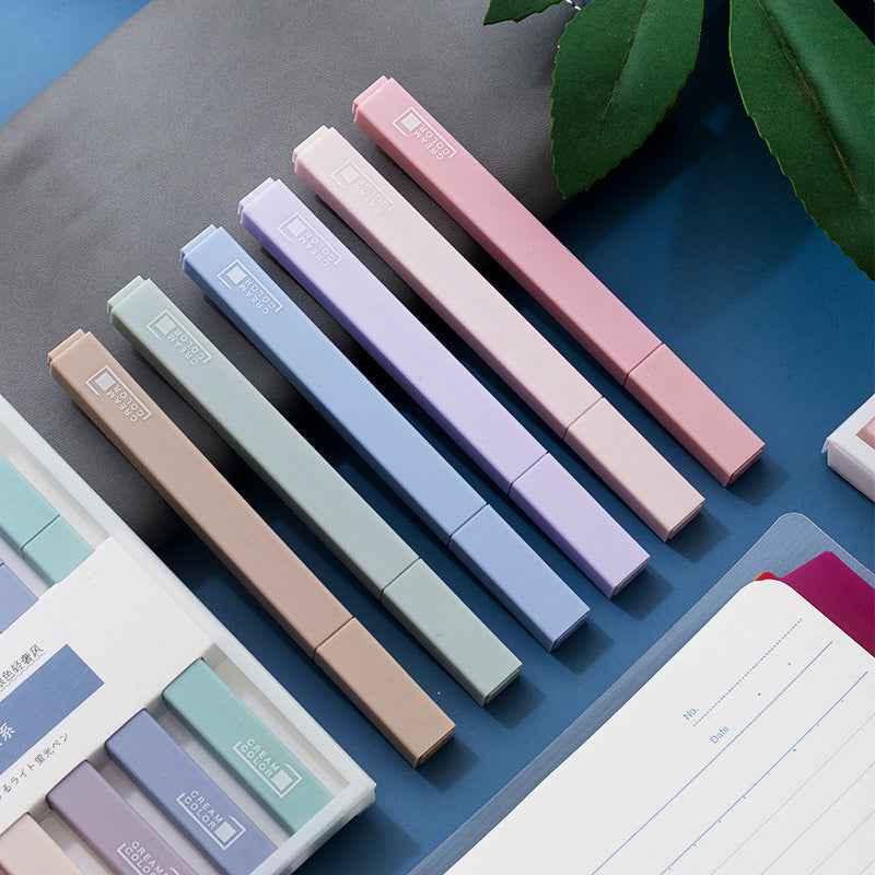 12-Color Large Highlighter Set – Morandi Tones, Soft Axe-Shaped Tip