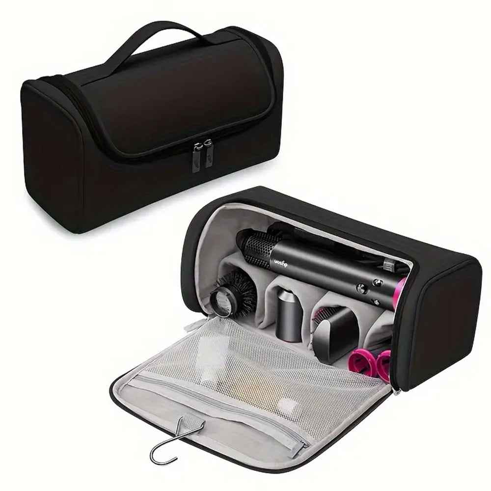 Multi-Function Hair Dryer & Curling Iron Storage Bag with Hanging Hook Black