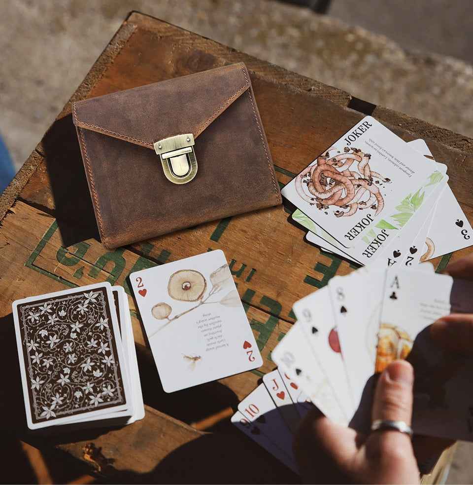 Double Deck Genuine Leather Playing Card Case/Holder