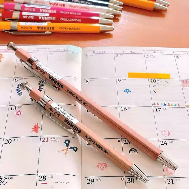 Slip-On Sierra Wooden Axis Ballpoint Pen - 0.5mm - Short