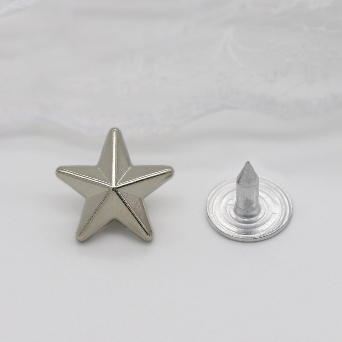 Five-Point Star Metal Stud Buttons for Shoes & Clothing, 100-Pack Silver