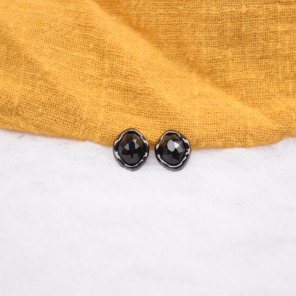 11x14mm Marquise-Blusenknöpfe, schwarzes Resin mit dunkler Metallumrandung
