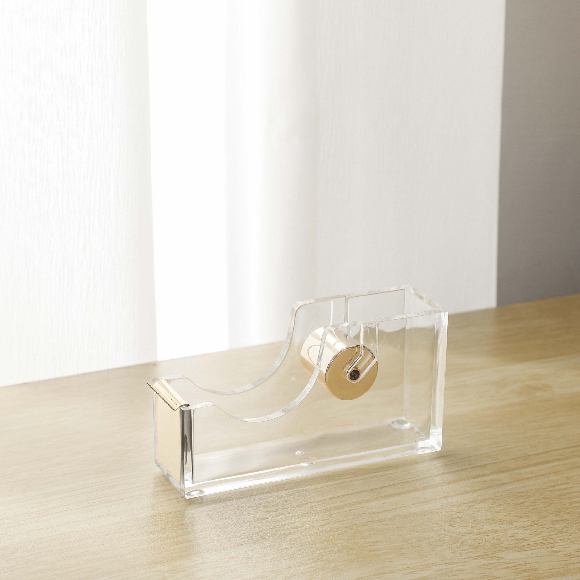 Office Transparent Acrylic Tape Dispenser Gold