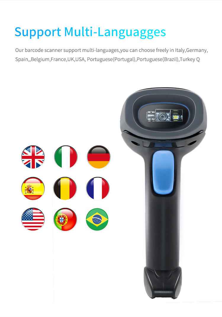 Wireless & USB Wired 1D 2D QR Handheld Barcode Scanner