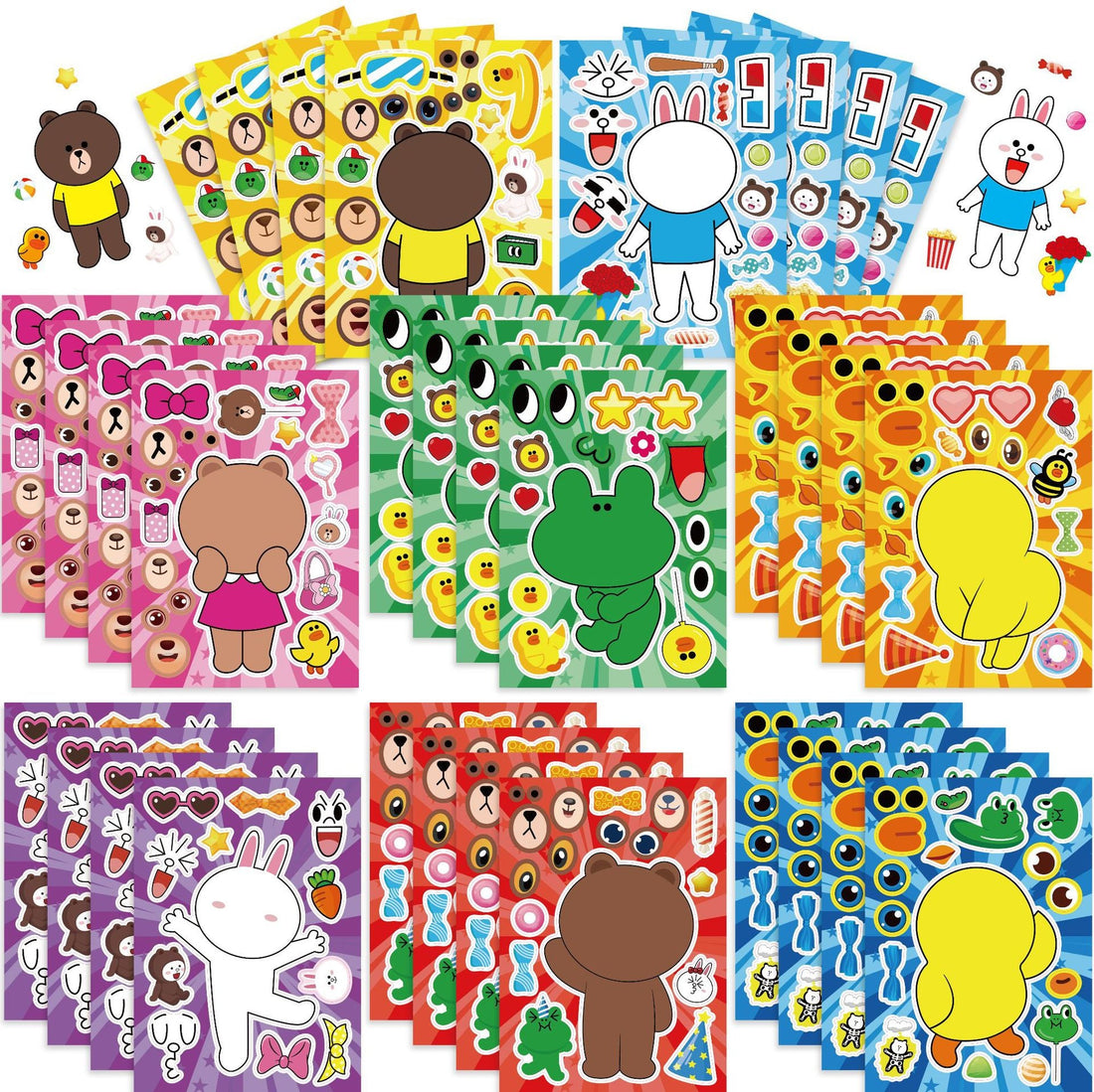 Make a Face Duck Rabbit Bear Stickers for Kids 24 Sheets