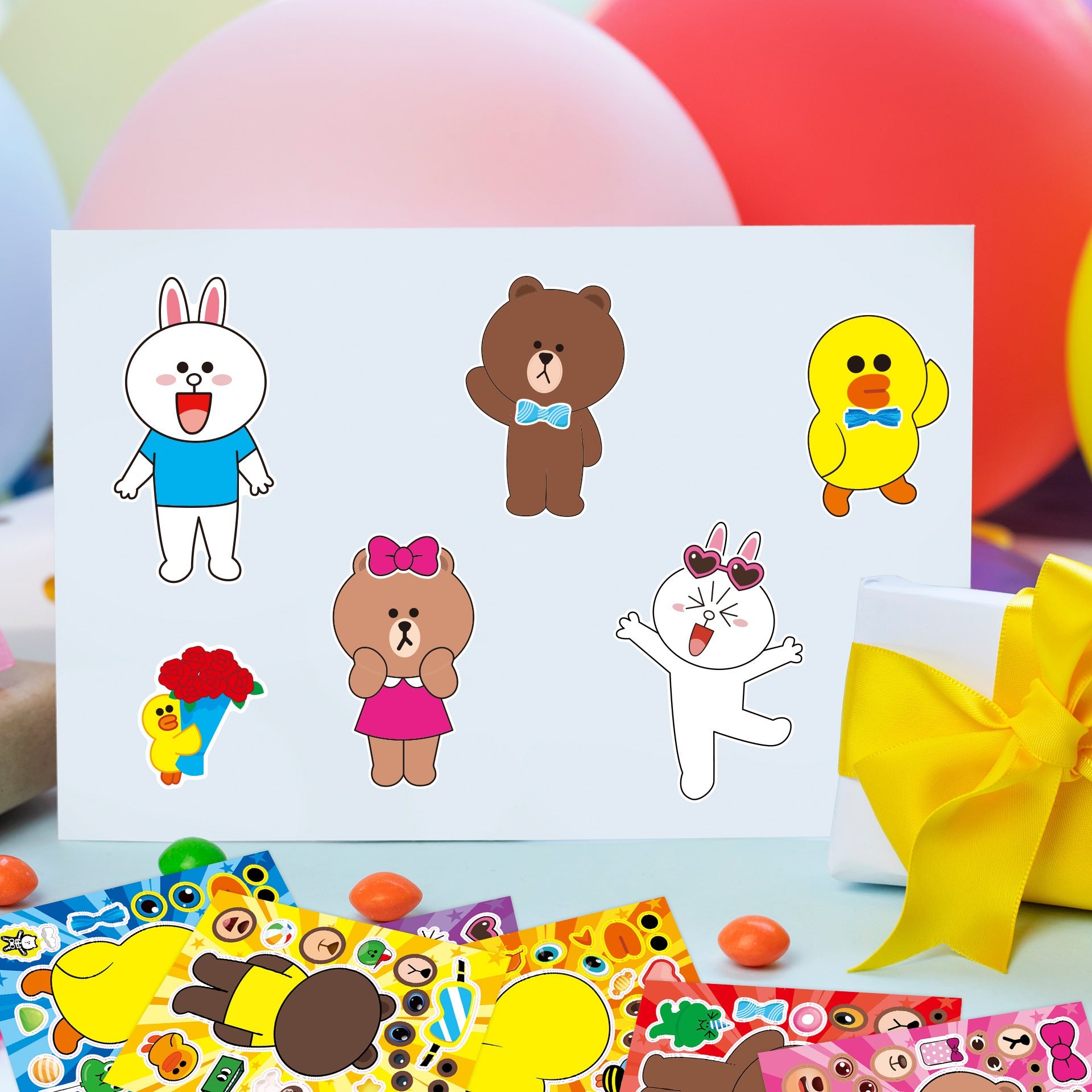 Make a Face Duck Rabbit Bear Stickers for Kids 24 Sheets