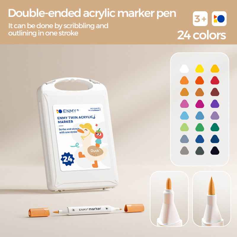 ENMY Kids Dual-Tip Acrylic Markers – Soft & Hard,12/24/36/48/60 Colors 12 Color