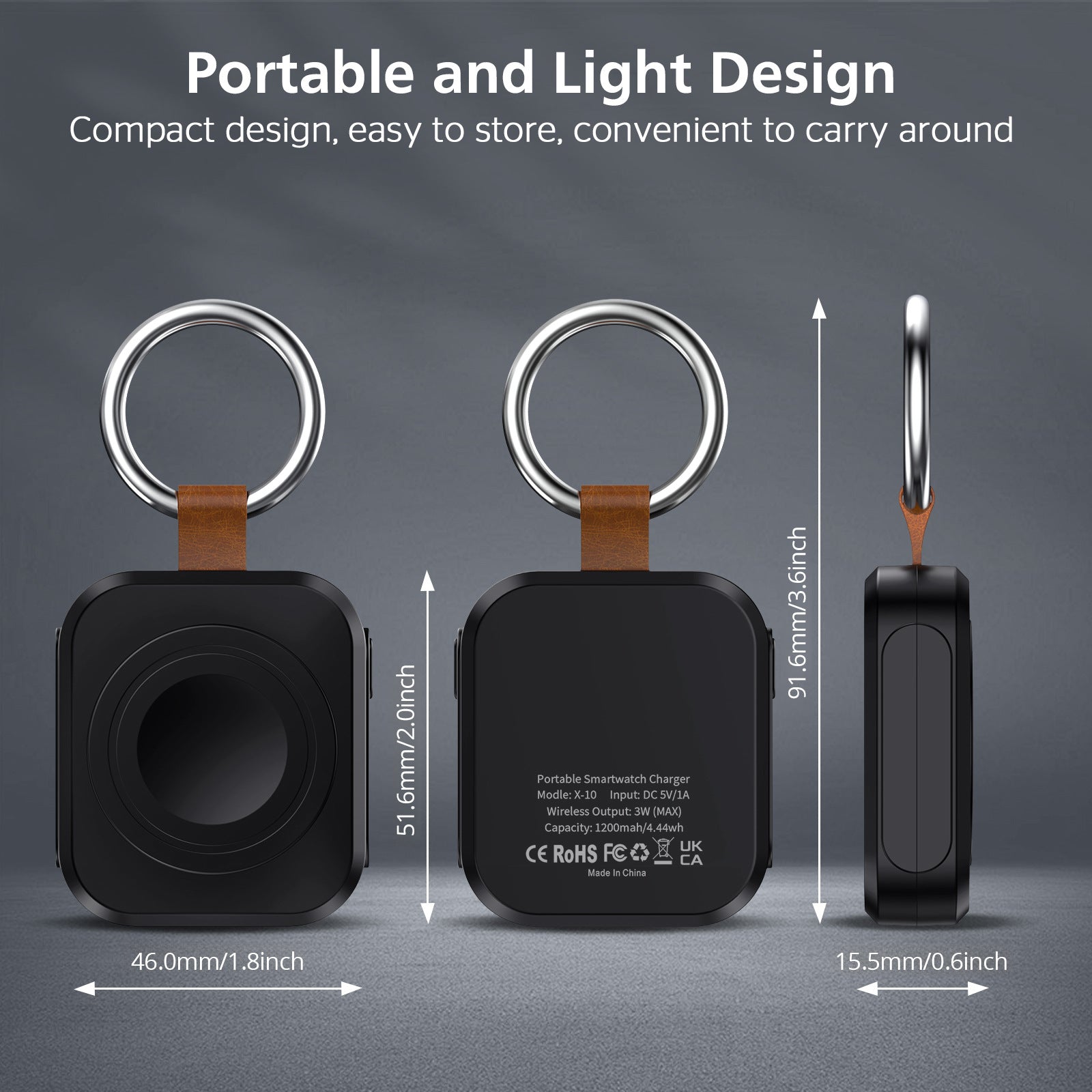 Portable Apple Watch Magnetic Wireless Charger with Keyring