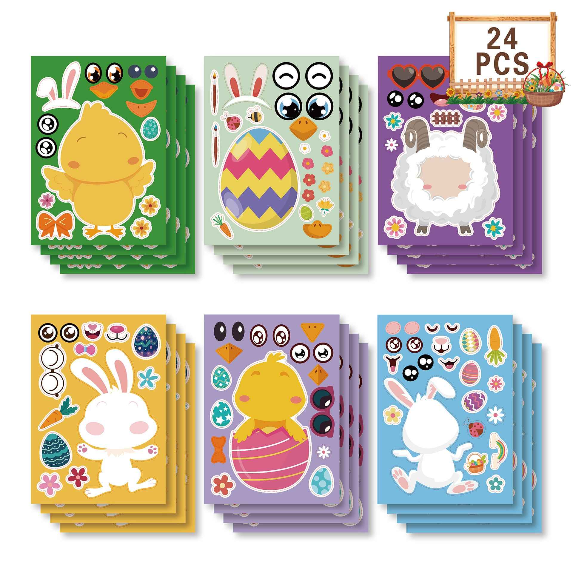 Make a Face Anime Easter Stickers for Kids 24 Sheets