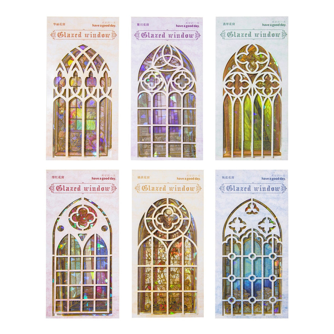 60-Piece PET Sticker Set - Glazed Window Series 60x120mm