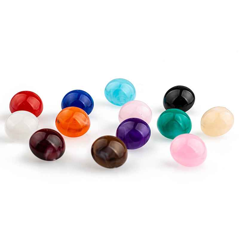 Colorful mushroom buttons with shank, mixed colors in a group of acrylic caps